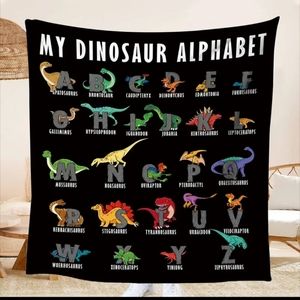 Dinosaur Alphabet Soft Warm Winter Flannel Blanket for Boys Kids Paleontologists
